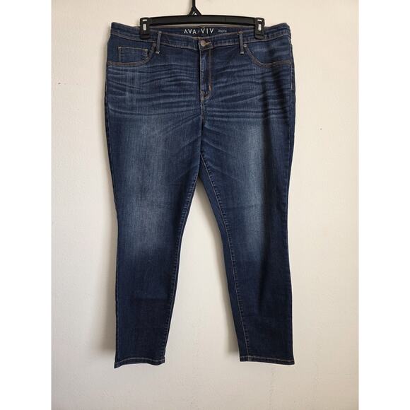 Ava & Viv Skinny Leg Jegging Jeans Womens 18W Blue Power Stretch Denim - Picture 1 of 5